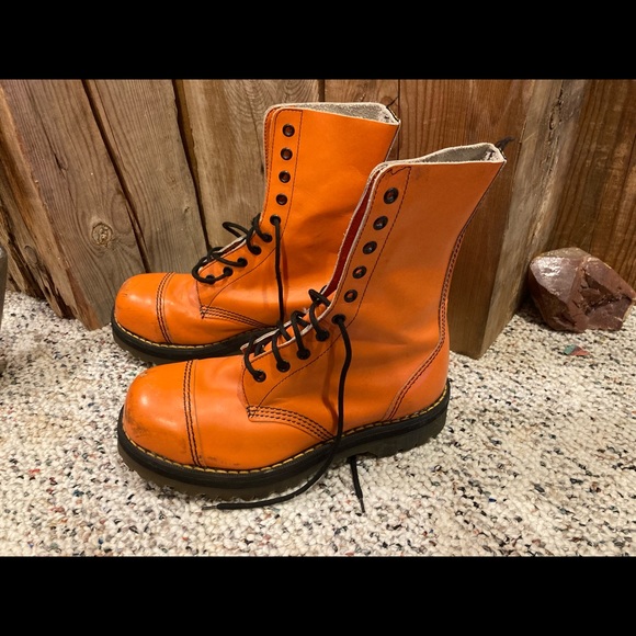 Rare Vintage Orange Steel Toe Doc Martens - Picture 2 of 8